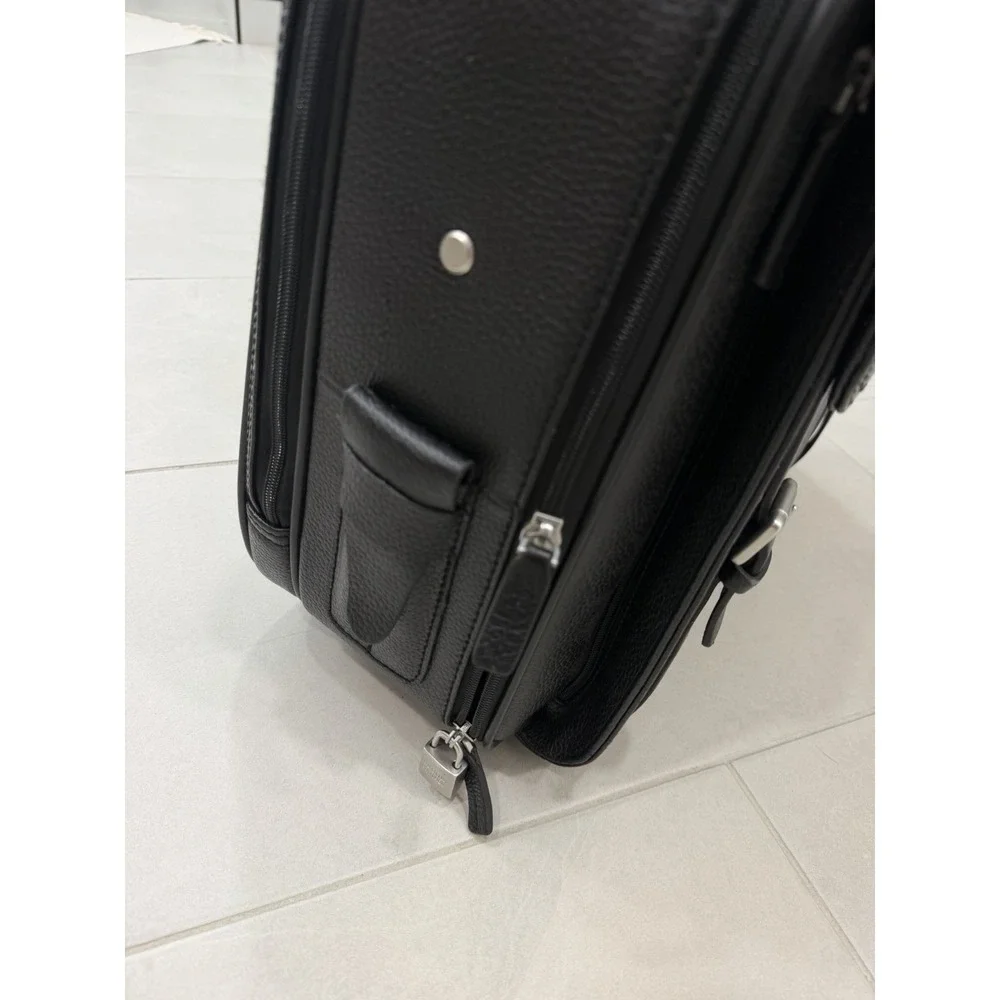 Brooks Brothers Business Case Black Leather Rolling Carry-on 18